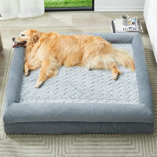 WNPETHOME Giant Dog Bed, Washable Dog Couch with Removable Waterproof Cover, Orthopedic Large Pet Sofa Bed with Bolster Sides for Sleeping
