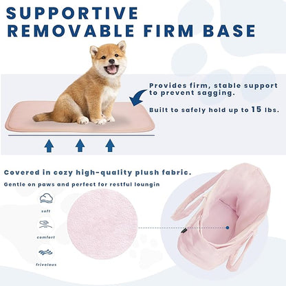 Lightweight Dog Purse Carrier for Small Dogs Under 15 lbs, Puffy Quilted Pet Carrier Tote for Puppies with Safety Leash Clip, Women's Hands-Free Dog Carrier Bag for Travel/Shopping (Pink)