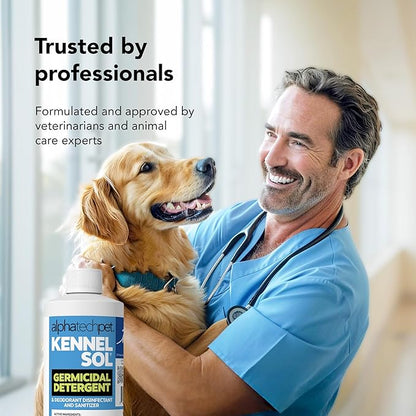 ATP KennelSol 1-Step Kennel Cleaner - 1 Pint Liquid Disinfectant, Effective Against Bacteria and Viruses, Deodorizer Wintergreen Scent by Alpha Tech Pet