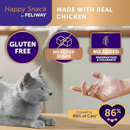 Happy Snack by FELIWAY®, Delicious, Lickable, Squeezable Purée Cat Treats for a Daily Calming Routine, Made with Real Chicken, 12 Pack (0.5oz Tubes)
