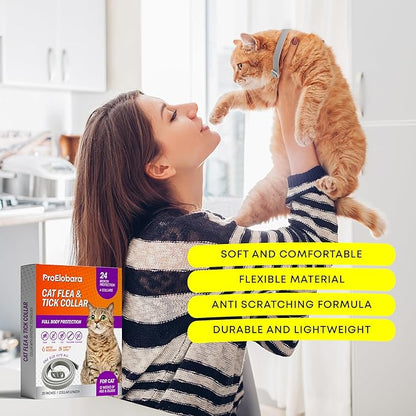 Flea and Tick Prevention Collars for Cats: Effective Pet Flea & Tick Treatment for Cats - Waterproof Adjustable Flea Tick Collars for Large & Small Cat, Outdoor Fleas Ticks Control for Kittens 4 Pack