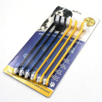 Pet Republique Dog Toothbrush Set of 3 – Dual Headed Dental Hygiene Brushes for Small to Large Dogs, Cats