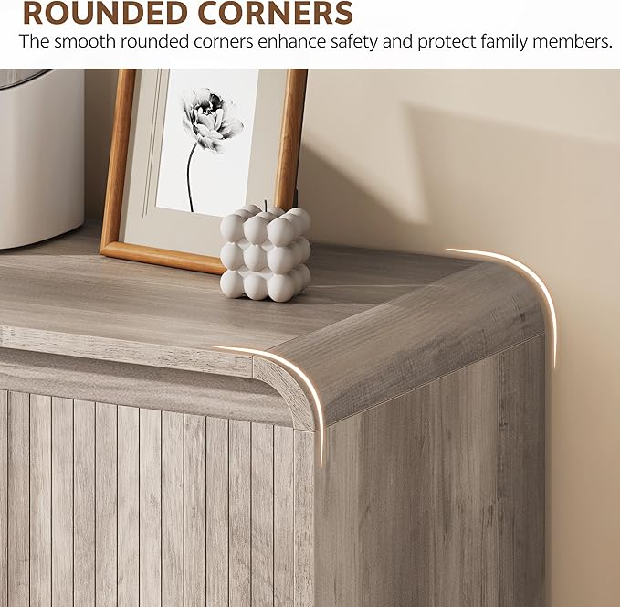 Cat Litter Box Enclosure with Litter Collector, 59'' Double Litter Box Enclosure for 2 Cats, Hidden Litter Box Furniture for Indoor Cats Large Adult, Cat House, Side Table, TV Stand, Grey