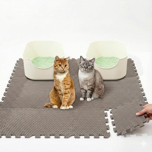 Mewtopia No-Gap Puzzle Cat Litter Box Mat – Seamless, Limitless Expandable, Extra Large(41.3"x21.6") Litter Trapping mat, Urine & Waterproof, Detachable, Easy to Rinse, Vacuum.