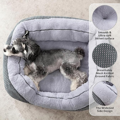 INVENHO Dog Bed for Small Dogs - Washable, Orthopedic, Calming & Warming - Durable Pet Bed with Anti-Slip Bottom (25"x21"x8")