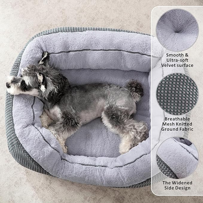 INVENHO Medium Dog Beds for Medium Dogs Washable, Rectangle Dog Bed Medium Size Dog, Orthopedic Dog Bed, Warming Soft Calming Sleeping Puppy Bed Durable Pet Bed with Anti-Slip Bottom M(30"x24"x9")
