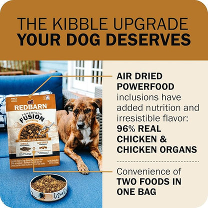 Redbarn Powerfood Fusion Air Dried Kibble Blend – Grain Free Sky Chicken Recipe – Made in USA Dry Dog Food for All Lifestages with Superfoods, Prebiotics, Postbiotics - 20lb Bag