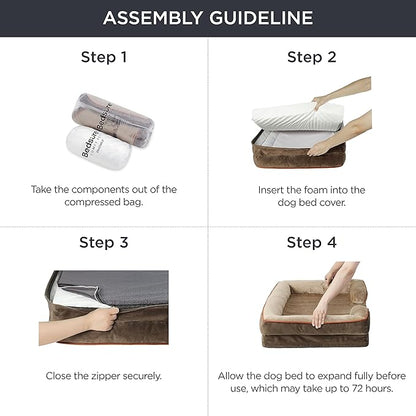 Bedsure Orthopedic Dog Bed for Extra Large Dogs - XL Washable Dog Sofa Beds Large, Supportive Foam Pet Couch Bed with Removable Washable Cover, Waterproof Lining and Nonskid Bottom, Brown