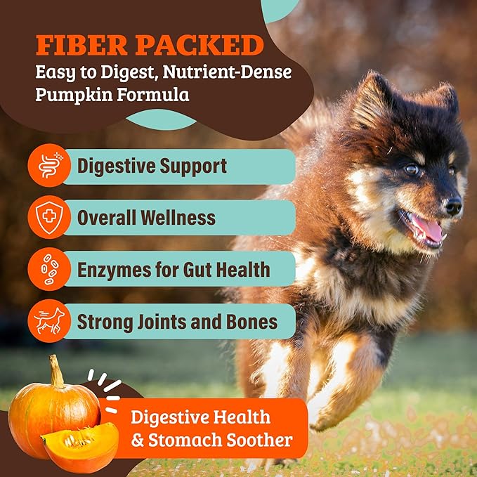Natural Dog Company Pumpkin Digestive Support Granules Dog Food Topper - Fiber-Rich, Nutrient-Dense Superfood Blend for Gut Health, Holistic Care, Prebiotics
