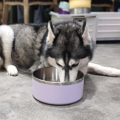 Stainless Steel Dog Bowls, Metal Dog Bowls, Water Bowl for Dogs, Dog Food Bowls, Pet Bowls for Dogs, Dog Dish for Large Dogs, Insulated Dog Bowl, Non Slip Dog Bowl,Easy Clean,64oz,LightPurple