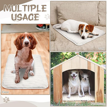 Nuanchu 4 Pack Self Warming Cat Bed 24"x18" Self Heating Dog Cat Pad Bulk Crate Mat Extra Warm Thermal Big Pet Pad for Indoor Outdoor Pets Houses with Removable Washable Cover Non Slip(White)