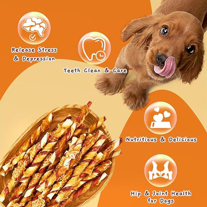 Jungle Calling Dog Treats, Chicken Wrapped Rawhide Chew Sticks - High Protein, Low Fat Dental Chews for Teeth Cleaning & Training Rewards, 10.6oz