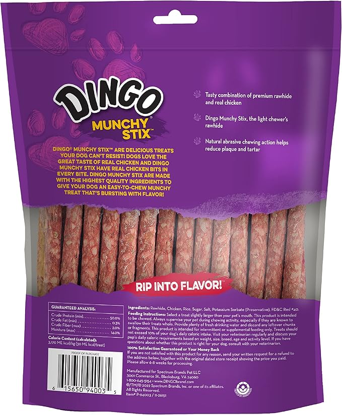 Dingo Non-China Munchy Stix Dog Chews for All Dogs, 50-Count (Pack of 2)