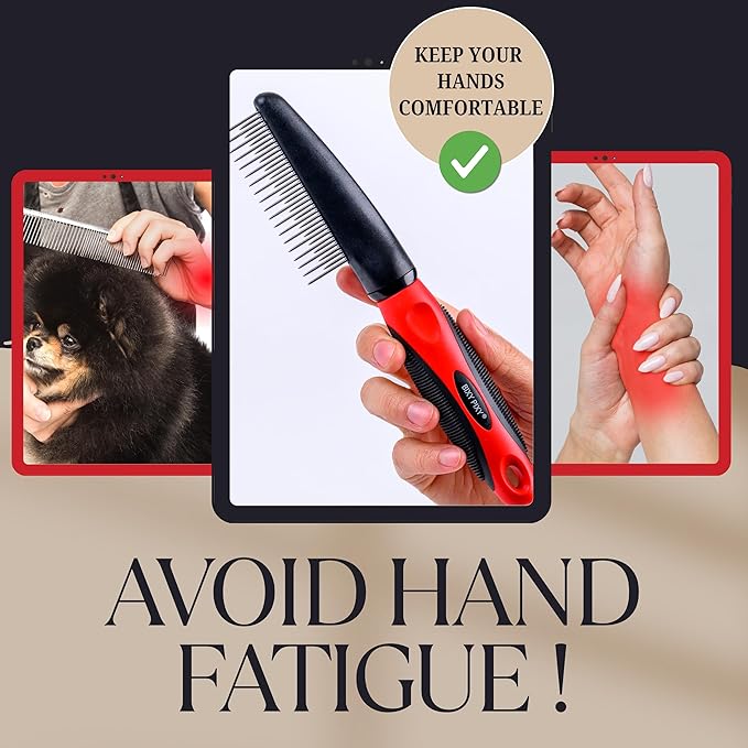 Poodle Comb with Rotating Teeth - 5-in-1 Dog Dematting Tool - Used for Small Size Breeds and Puppies - Cat Comb for Shedding and Deshedding