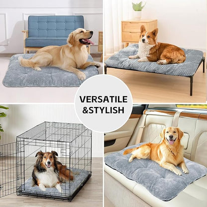 CLKHOWL Washable Dog Bed Plush Dog Crate Beds for Large, Medium, Small Size Dogs, Anti-Slip Soft Comfy Pet Kennel Pad, Fits Crate Mat and Cat Bed Mat (Grey, 25.59x19.68 inch)
