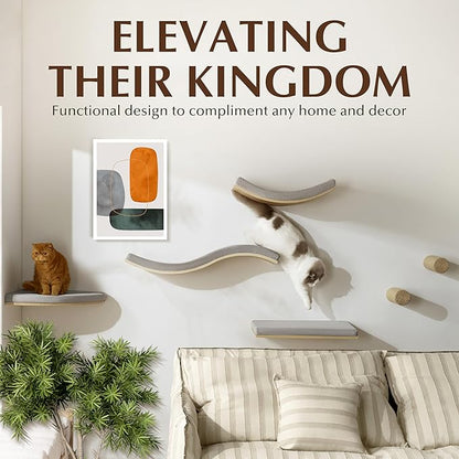 Extra Large 31.5" x 20" CALLICO HAVEN- Corner Cat Wall Shelf, Modern Wall Cat Bed, Corner Wall Hammock for Cats, Space-Saving Wall Cat Tree Bed, Sturdy/Hidden Mounts, Washable Cover- Fan Shape