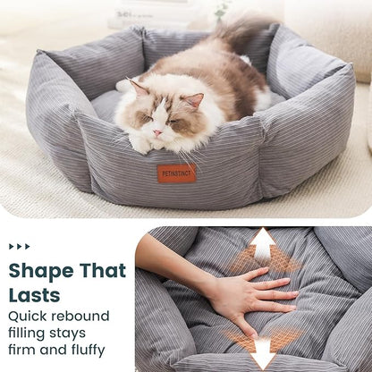 Petinstinct Medium Dog Bed, 30 Inch Washable Corduroy Dog Bed with Removable Cover & Anti-Slip Bottom, Durable Comfort for Medium to Large Dogs up to 45 lbs (Gray)