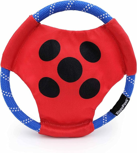 ZippyPaws Rope Gliderz - Durable Outdoor Dog Frisbee Toy, Soft Pet Flying Disc for Beach & Pool, Interactive Rope Frisbee for Fetching, Tough Mountain Climbing Rope - Superhero Show Miraculous Ladybug