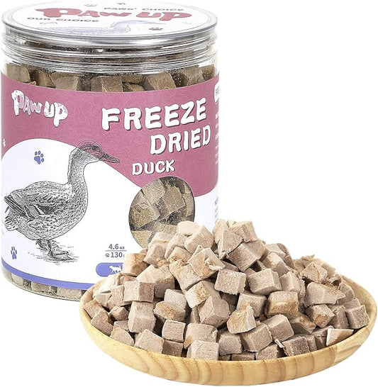 PAWUP Freeze Dried Duck Treats for Cats Dogs, Rawhide Free Freeze-Dried Raw Food Topper, High Protein, Gluten&Grain Free, 4.6oz