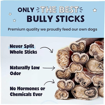 Pawstruck All-Natural 9" Bully Sticks for Dogs - Long Lasting, Rawhide-Free, Low Odor & Grain-Free Dental Chew Treat - Healthy Single Ingredient, 100% Real Beef - 1 lb Bag