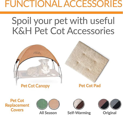 K&H Pet Products Bolster Dog Cot Cooling Indoor/Outdoor Elevated Dog Bed Hammock with Removable Bolsters, Washable Mesh Cover, Raised Camping Dog Bed for Small Dogs or Cats - Charcoal Small 17" X 22"