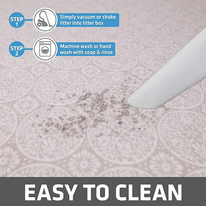 Drymate XL Original Cat Litter Mat, Contains Mess from Box, Protects Floors, Urine-Proof, Machine Washable, Soft on Kitty Paws, Absorbent, Waterproof (USA Made, Recycled Content) (29”x36”)(Tan Global)