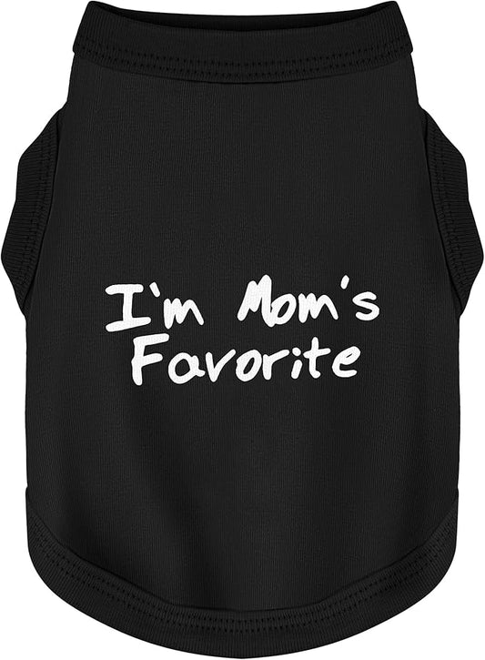 Cozy Sleeveless Canine Wear Dog Clothes, Soft, Lightweight, and Breathable Cotton Dog Shirt with I'm Mom's Favorite Print.Vest Tank Top Ideal for Small, Medium, and Large Breeds Black XXL