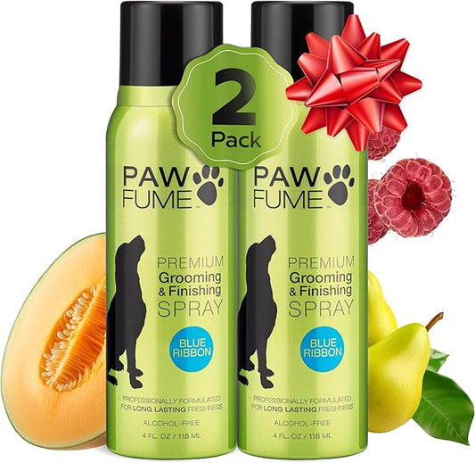 PAWFUME Dog Perfume Spray for Grooming, Blue Ribbon, 2-Pack – Keep Your Pup Fresh All Day – Probiotic, Alcohol-Free, Detangling & Moisturizing – Salon-Quality Dog Spray Deodorizer Perfume