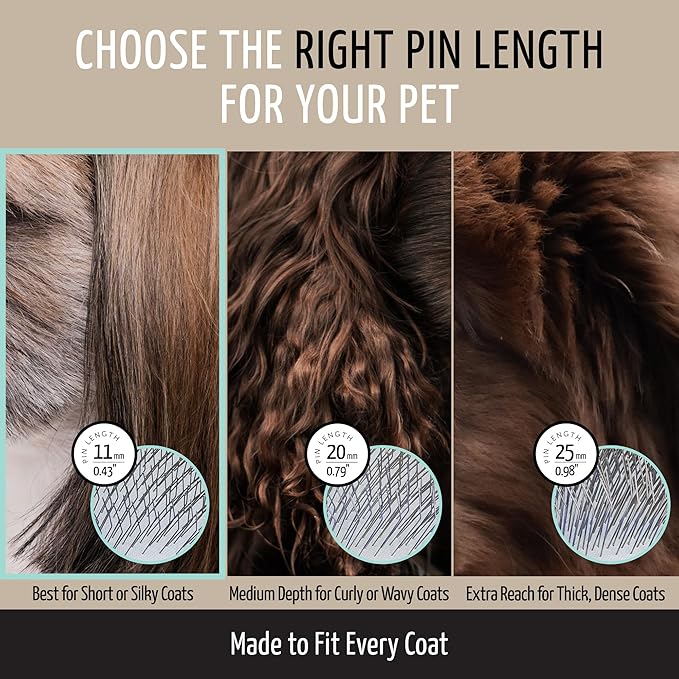 Tauro Pro Line Plastic Long & Short Hair Slicker Dog Brush for Deshedding & Detangling - Mint Slicker Brush for Dog & Cat Grooming - 0.43″ Pins, Flexible Cushion & Non-Slip Grip