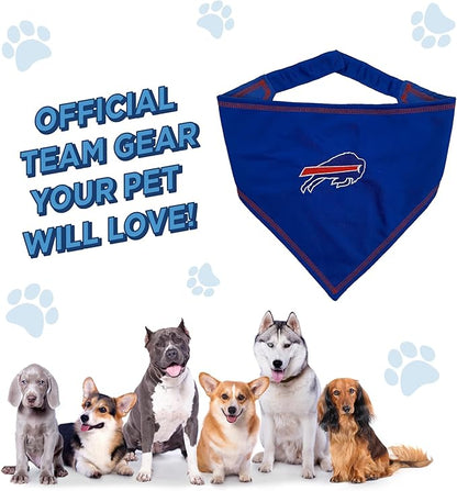 Pets First NFL Buffalo Bills TIE Bandana, Large/X-Large. Dog Bandana Scarf Bib for Pet Cat Dog. The Ultimate Game-Day, Party Bandana (BUF-3550-L-XL)