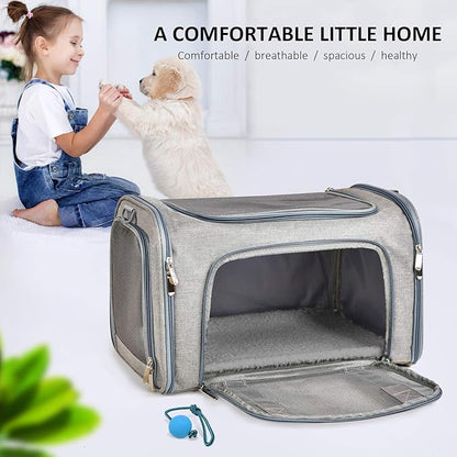 Large Cat Carriers Dog Carrier Pet Carrier for Cats Dogs Puppies up to 25Lbs, Big Dog Carrier Soft Sided, Travel Puppy Carrier - Large - Grey