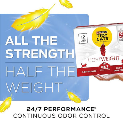 Purina Tidy Cats Lightweight, Low Dust, Clumping Cat Litter Odor Control 24/7 Performance Multi Cat Litter - 12 lb. Box