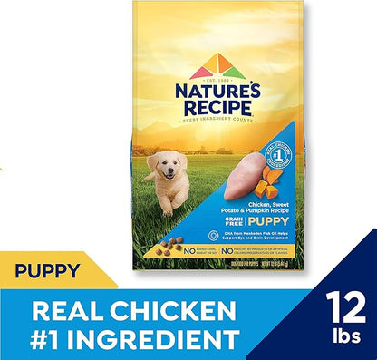 Nature′s Recipe Grain Free Puppy Chicken, Sweet Potato & Pumpkin Recipe Dry Dog Food, 12 lb. Bag