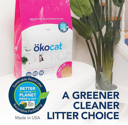 ökocat Super Soft Wood Clumping Cat Litter, Unscented, 10.6 pounds - Natural Ingredients, Stops Odor, Clumps Solid, 99% Dust Free, Great for All Cats, Sensitive Paws, Kittens