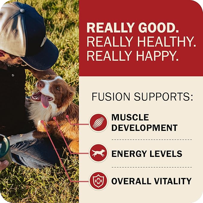 Redbarn Powerfood Fusion Air Dried Kibble Blend – Grain Free Land Beef Lamb Recipe – Made in USA Adult Dry Dog Food with Superfoods, Prebiotics, Postbiotics - 20lb Bag