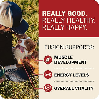 Redbarn Powerfood Fusion Air Dried Kibble Blend – Grain Free Land Beef Lamb Recipe – Made in USA Adult Dry Dog Food with Superfoods, Prebiotics, Postbiotics - 20lb Bag