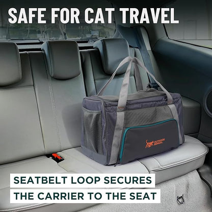 OutdoorBengal Zeppelin™ Airline-Approved Large Cat Carrier Soft – TSA-Approved Pet Carriers with Top Opening for Plane and Car Travel – Kittens or Small Dog Carrier (Creme)