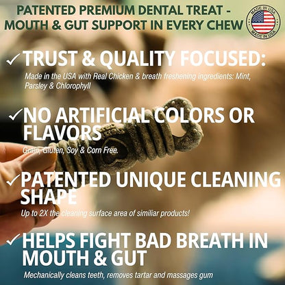 Loving Pets Ora-Bone™ Dental Chews for Dogs – USA Made Dog Dental Sticks with Parsley & Mint – Patented Shape to Reduce Plaque, Tartar, Massage Gums & Freshen Breath (Large Dogs 15 oz.)