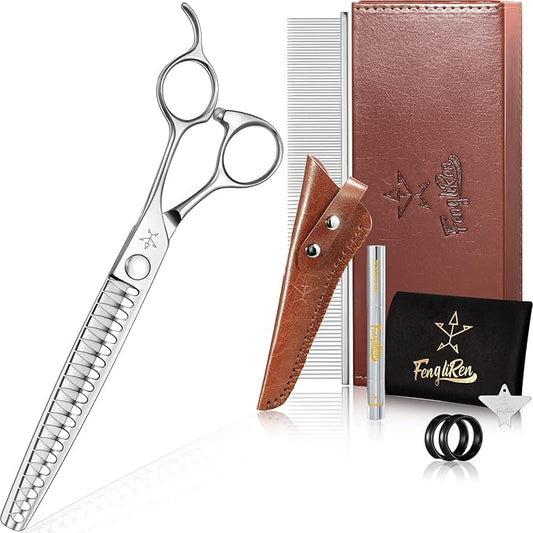 High-end Professional Dog Grooming Thinning Scissors Teeth Cutting Blending Shears Pet Texturizing Shears 7.5 Inch Extremely Very Sharp Stainless Steel Alloy For Cat Other Animals Groomer