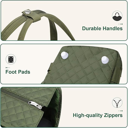 Pecute Dog Purse Carrier, Dog Carrier with Pockets for Small Dogs, Fits Dogs 5.5 lbs to 11 lbs, Cat and Puppies Tote Bag, Outing, Travel, Vet, Green