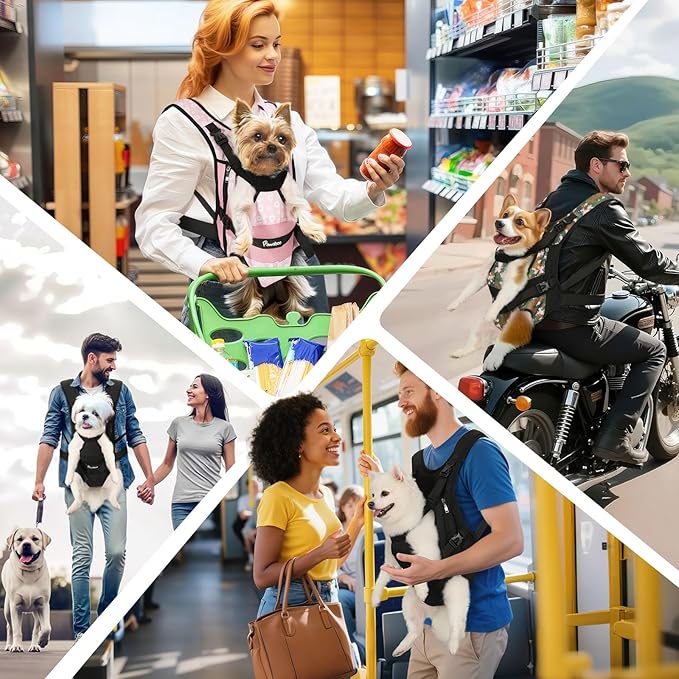 Pawaboo Pet Dog Front Carrier Backpacks, Legs Out Pet Carrier Backpack for Dogs, Adjustable Easy-fit Dog Chest Carriers for Small Medium Dogs Hands Free for Travel Hiking Cycling Camping, M, Black