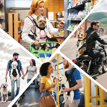 Pawaboo Pet Dog Front Carrier Backpacks, Legs Out Pet Carrier Backpack for Dogs, Adjustable Easy-fit Dog Chest Carriers for Small Medium Dogs Hands Free for Travel Hiking Cycling Camping, M, Black