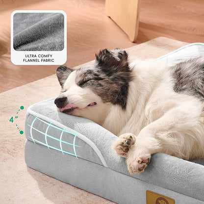 Homemate Dog Bed Medium Size Dog 28x23 inch with Orthopedic Foam Waterproof Outdoor Pet Cat Bed Sofa Supplies with Toy Dogs Crate Pad Couch with Removable Washable Cover & Non-Slip Botton Light Grey