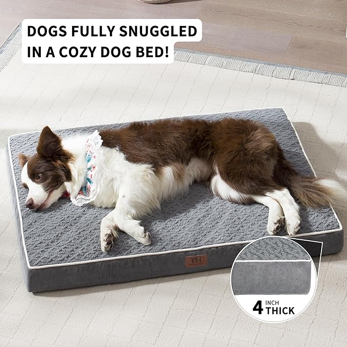 Orthopedic Dog Bed - Extra Large Dog Bed, Waterproof & Washable W/Removable Pet Bed Cover,Dog Beds Large W/Egg Crate Foam Support for Dogs Up to 115 lbs