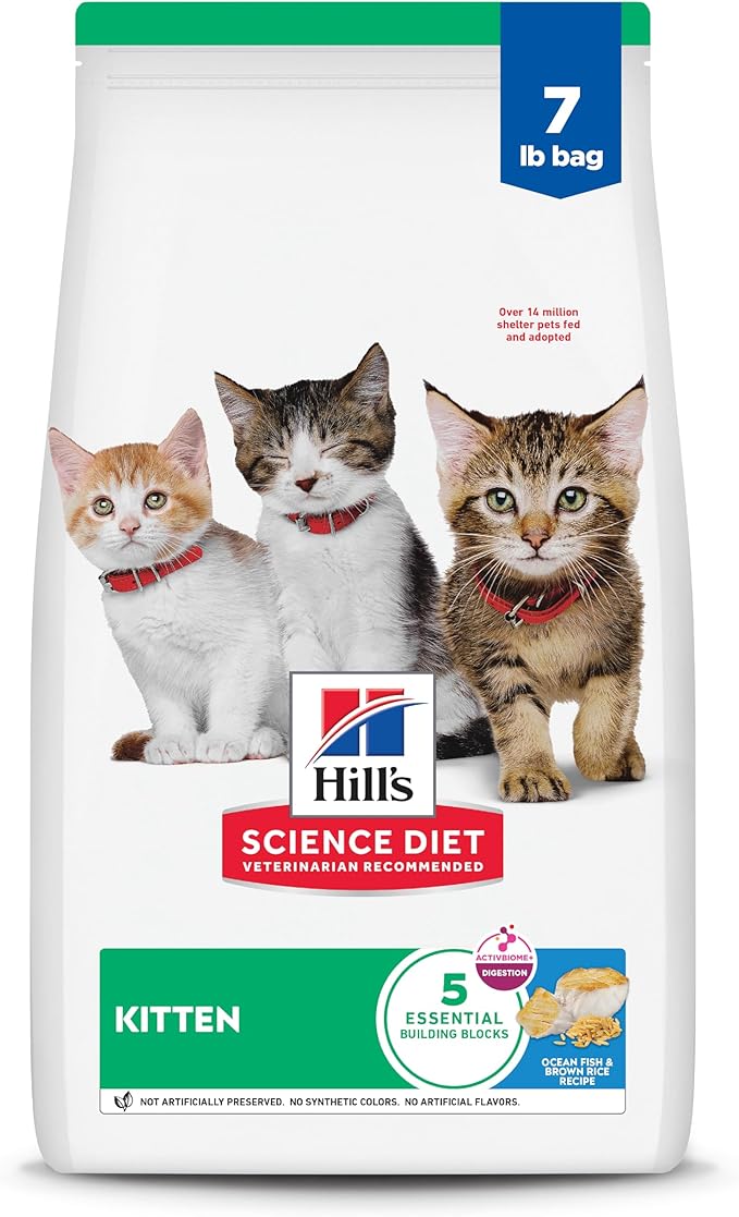 Hill's Science Diet Kitten, Kitten Premium Nutrition, Dry Cat Food, Ocean Fish & Brown Rice, 7 lb Bag