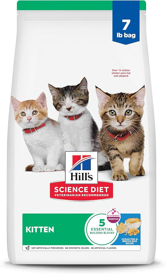 Hill's Science Diet Kitten, Kitten Premium Nutrition, Dry Cat Food, Ocean Fish & Brown Rice, 7 lb Bag