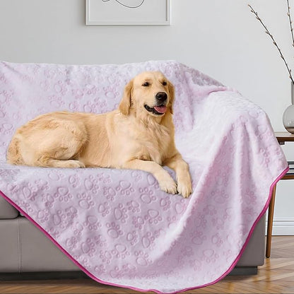 Stuffed Premium Soft Dog Blanket, Flannel Pink Stuff Cute Paw Print, 43 * 66 inches, Cat Blanket Puppy Supplies Dog Products Stuff Essentials