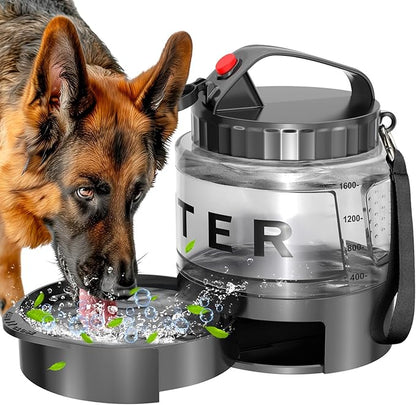 Dog Water Bottle Travel Bowl - 56oz Large Portable Dog Water Bowls Dispenser for Camping Essentials Hiking Traveling Beach Car Accessories, Leak Proof Pet Drinking Bottle Jug Bowls Dispenser