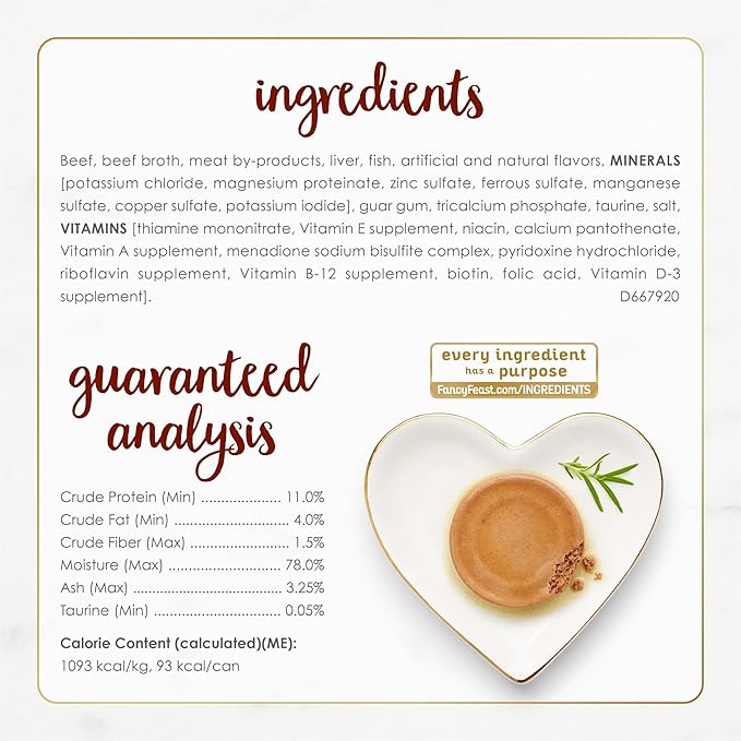 Purina Fancy Feast Tender Beef Feast Classic Grain Free Wet Cat Food Pate - (Pack of 24) 3 oz. Cans