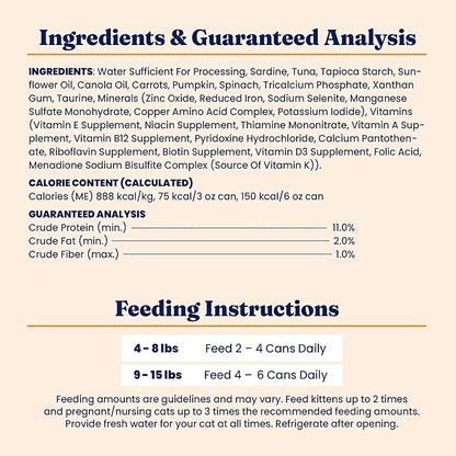 Solid Gold Wet Cat Food Shreds in Gravy - Healthy Canned Cat Food Made w/Real Tuna, Sardine, Vitamins, Minerals & Taurine - Grain Free & Gluten Free Canned Meals for Cats & Kittens - 24ct/3oz Can